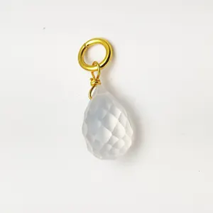 Ice Quartz Gemstone Teardrop Pendant Gold Vermeil Wire Wrapped Drop Charms Pendant For Making Earring and Necklace