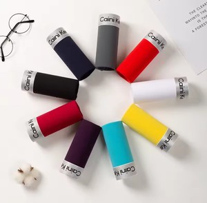 Venta al por mayor de ropa interior transpirable con logotipo personalizado para hombre, calzoncillos bóxer de color sólido para hombre, calzoncillos bóxer de poliéster y algodón elásticos suaves - Product Image 1