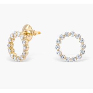 ต่างหูเพชรสำหรับงานแต่งงานที่ปลูกในห้องปฏิบัติการสีเหลืองทอง14K กระดุมทรงกลมมีสกรูด้านหลังเป็นเครื่องประดับเพชรที่ถูกสร้างขึ้น - Product Image 5