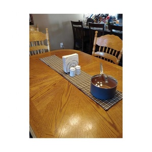 Beige Pine Trees Embroidered GOTS Certificate Wholesale Best Quality 100% Organic Cotton Minimalist Dinning Table <b>Runners</b> Sets - Product Image 6