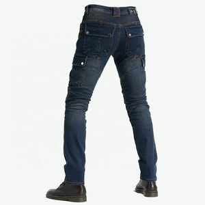 กางเกงยีนส์ขี่จักรยานสำหรับผู้ชายพร้อมแผ่นและแผงยืดแบบถอดได้อุปกรณ์ป้องกันความปลอดภัยระบายอากาศได้ดีได้รับการรับรองจาก CE สีน้ำเงิน - Product Image 2