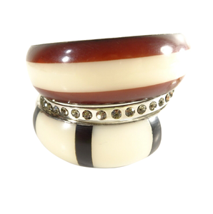 Bracelet tendance vintage en résine acrylique et laiton avec incrustation de strass en cristal, motif géométrique, bracelet de créateur unisexe, bracelet de mode pour femme - Product Image 1