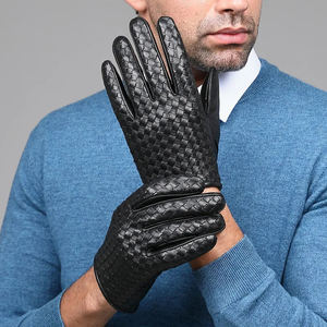 Men's High Quality Full <b>Finger</b> Leather <b>Gloves</b> for Winter Season Waterproof Breathable Casual Daily Use Fashionable Plain Style - Product Image 1