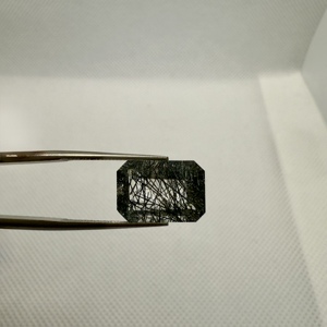 Piedra preciosa suelta facetada de corte esmeralda de Cuarzo rutilado negro Natural de la mejor calidad lista para comprar gemas de cuarzo fabricación de joyas - Product Image 5