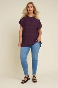 Haut pour femme en tissu texturé violet foncé, à couture fendue, ample, imprimé estival, écologique - Product Image 2