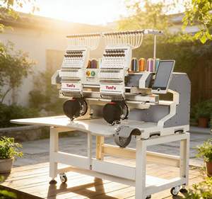 Máquina <span class=keywords><strong>de</strong></span> Bordar Comercial Automática <span class=keywords><strong>de</strong></span> 2 Cabezales Multifuncional <span class=keywords><strong>de</strong></span> 12/15 Agujas para Ropa Musulmana Nigeriana 500*400mm - Product Image 1