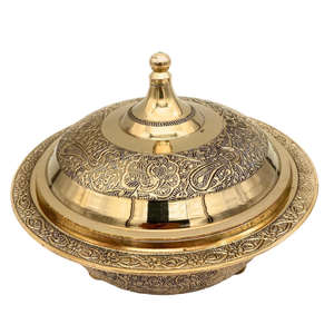 หม้อทองเหลืองวินเทจคุณภาพสูง ลายสลักขัดเงา สำหรับใช้ในบ้านและร้านอาหาร หม้อใส่พุทราแบบอาหรับ - Product Image 2