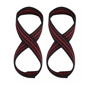 Unisex Customizable Cotton and Rubber Figure Eight Lifting <b>Straps</b> Fitness Safety with Logo for Weightlifting - Product Image 6