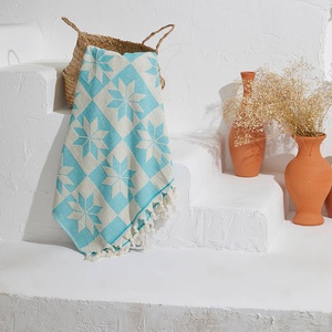 Serviette turque en tissu éponge Mirror, motif étoile jacquard, 36x66 pouces - Product Image 4