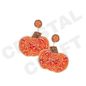 Halloween Bouteille Noir Designer Boucles D'oreilles Perlées pour Femmes Patriotique Memorial Day Orange Blanc Bleu Couleur Tissu Matériel - Product Image 2