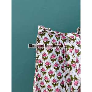 Bolsa de mano informal acolchada de algodón con estampado de bloque de mano indio al por mayor, bolsa de compras hecha a mano, dos regalos perfectos para uso diario - Product Image 2