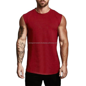 เสื้อกล้ามออกกำลังกายทรงโอ-เนค ผ้าฝ้าย/ใยไผ่ ระบายอากาศ แห้งเร็ว สไตล์ลำลอง สำหรับผู้ชาย น้ำหนักผ้า 180 กรัม เหมาะสำหรับใส่ในยิม ขายส่ง - Product Image 1