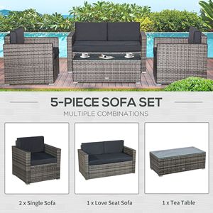 Ensemble de canapés en rotin pour jardin, mobilier de patio extérieur pour cour, tout neuf - Product Image 5