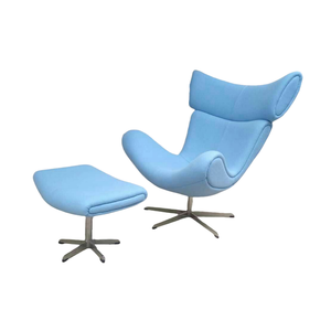 北欧现代豪华皮革伊莫拉休闲椅和奥斯曼客厅玻璃纤维天鹅绒旋转休闲办公扶手椅 - Product Image 1
