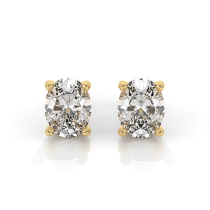 Igi Gia Certified HPHT CVD Lab Grown Oval Cut Diamond <b>Earrings</b> 14k/18k Yellow <b>Gold</b> Studs <b>Back</b> <b>Screw</b> Certified for Wedding - Product Image 1