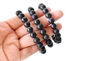 Natural Matt Black Onyx 8mm Round <b>Beaded</b> <b>Bracelet</b> Superb Quality Healing Crystals For Fashion Jewelry Mediation at Best Price - Product Image 3