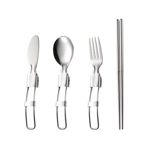 Incroyable Pique-nique Ensemble de couverts pliants en acier inoxydable de qualité alimentaire, cuillère pliante, fourchette, couteau avec sac - Product Image 1