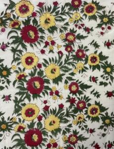 ผ้าฝ้ายพิมพ์ลายดอกไม้สีขาวงาช้าง ลายดอกไม้สไตล์อินโด-อังกฤษ - Product Image 2