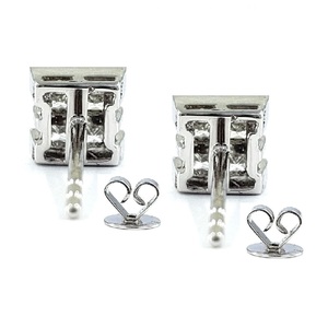 Boucles d'oreilles clous modernes en or blanc massif 18 carats de haute qualité avec logo personnalisé, forme coussin, diamants véritables, tendance, pour femme, idéales pour les soirées - Product Image 2