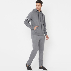 Survêtement gris à capuche pour homme, sweat-shirt zippé avec poches latérales, vêtements de sport décontractés, tenue d'automne, coupe classique, motif uni - Product Image 6