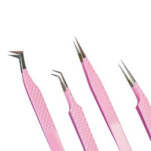 Pinzas de acero inoxidable personalizadas con punta de fibra para aislamiento de pestañas, herramientas para pestañas de volumen, pinzas con punta de fibra para envío directo - Product Image 1