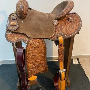 Venta caliente Nueva silla de montar de cuero tipo barril con palanquilla trasera y 3 tachuelas de caballo de circunferencia trasera ancha cuero genuino hecho a mano - Product Image 4