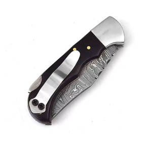Cuchillo de bolsillo plegable de acero de Damasco OEM personalizado de grado Industrial de alta calidad para caza y camping con opciones personalizables - Product Image 4