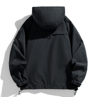 Blouson bombardier imperméable noir pour homme, manteau d'hiver à capuche avec fermeture éclair, coupe-vent cargo pour le camping, la randonnée, coupe ample