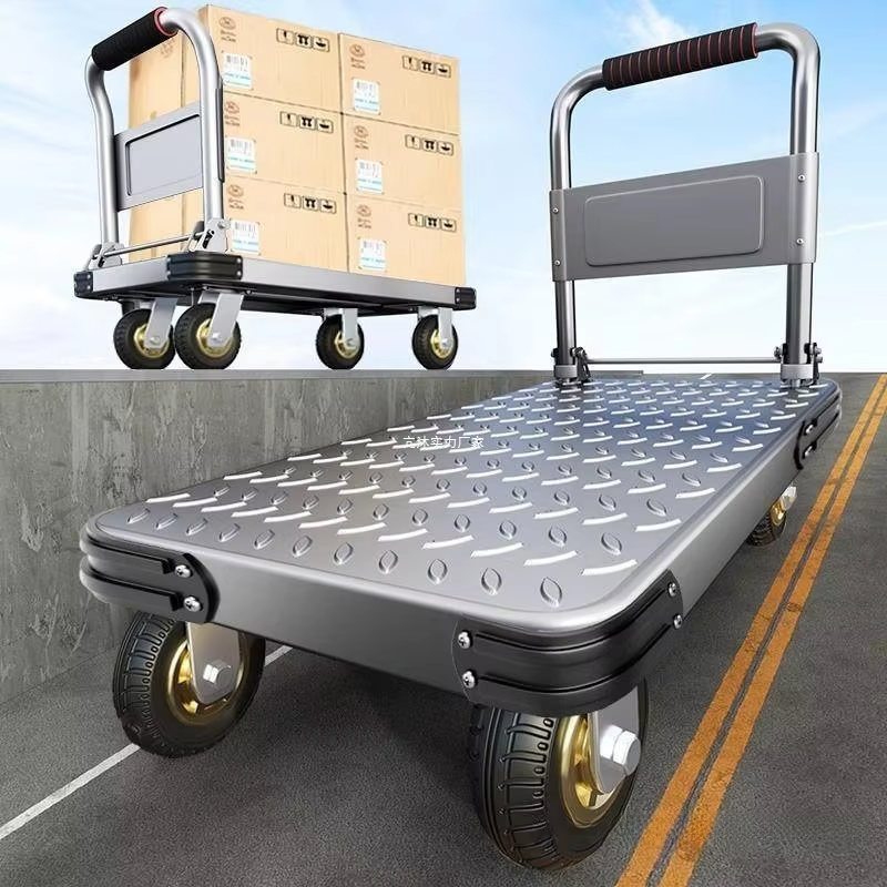 Hand Carts Trolleys Wear Resistant Anti Slip Four Wheel Steel Folding Utility Shipping