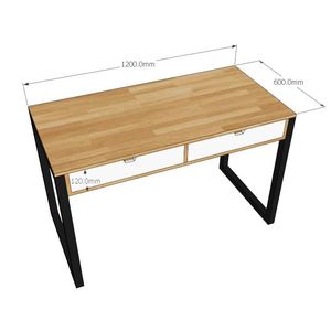 SFBHK005-Minimalist Design 2-Drawer Wood and Rubber <b>Workstation</b> with Iron Legs 1200x600x750mm - Product Image 5