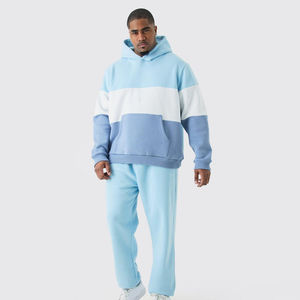 Custom Print Logo Men Casual Oversized <b>Hoodies</b> and Sweatpants Joggers Contrast <b>Stitch</b> Plain Sweat suit Cotton Sport Tracksuit - Product Image 1