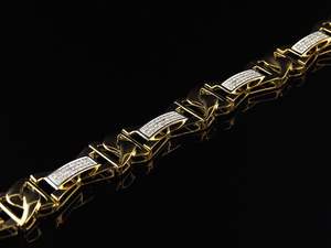 Magnifique bracelet en argent sterling plaqué or 3 carats avec moissanite de clarté VVS, coupe ronde, style hip-hop pour homme - Product Image 4