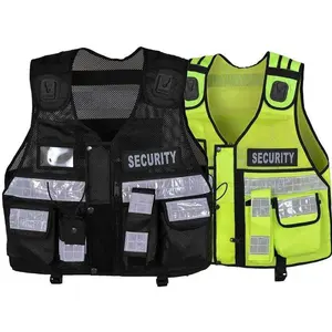 High Quality Security Men Strong Material Reflective Security Safety Vest Men Security Black Safety Vest tactical vest