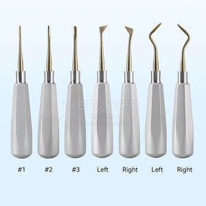 Kit complet d'élevateurs dentaires avec poignées ergonomiques en acier inoxydable, réutilisables et écologiques pour une extraction dentaire facile - Product Image 1