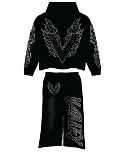 Sudadera con Capucha Unisex de Invierno, Estilo Urbano, con Parches Bordados y Efecto Desgastado, 100% Algodón, Marca Black Land Industries, Diseño Personalizado OEM - Product Image 6