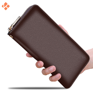 Portefeuille long en cuir véritable Slim Design 2024 Logo personnalisé Portefeuille long en cuir pour hommes Voyage d'affaires - Product Image 3