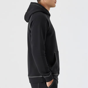 เสื้อฮู้ดดี้ผู้ชายผ้าฝ้ายสีพื้นแบบใหม่  ปรับแต่งขนาดและโลโก้ได้ บริการ OEM - Product Image 4