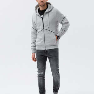 Sweat à capuche zippé surdimensionné pour hommes de haute qualité lourd 100% coton épais polaire hiver Premium sweat-shirt Logo personnalisé broderie - Product Image 3