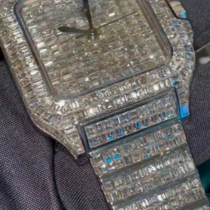 Reloj de Negocios Cuadrado con Diamantes Cultivados en Laboratorio para Hombre, Movimiento Mecánico Automático/de Cuarzo, Cristal de Zafiro, Proveedor Profesional - Product Image 5