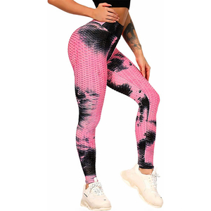 Vente en gros de collants de pantalons de créateurs respirants imprimés personnalisés, leggings à motif uni sublimé à contraste élevé avec logo à la taille - Product Image 2
