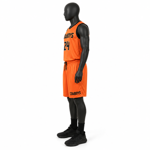 Uniforme de Baloncesto Personalizado para Hombre, Naranja, Transpirable, de Malla, Sublimado, Pantalones Cortos Deportivos para Equipo, Diseño de Verano OEM - Product Image 4
