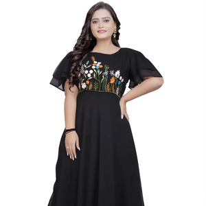 Vestido LARGO DE Georgette bordado pesado confeccionado para niñas indias al mejor precio, nueva tendencia, ropa de fiesta de festival de Surat - Product Image 1