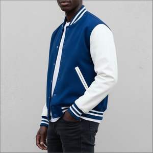 Chaquetas Varsity Personalizadas para Hombre, Estilo Urbano de Invierno, Tela de Lana Peinada, Diseño de Parches de Poliéster/Algodón - Product Image 6
