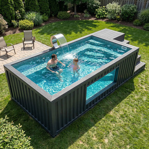 Piscine hors sol préfabriquée en conteneur, durable, en fibre de verre, pour jardin, camping et loisirs - Product Image 3