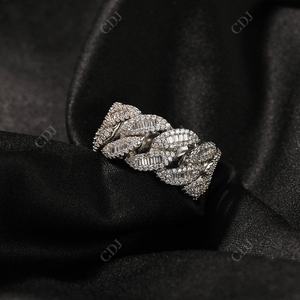 Scellant chaud personnalisé Hip Hop hommes entièrement glacé VVS1 Moissanite en argent Sterling cubain Miami lien anneau pour rappeur unisexe anneau - Product Image 1