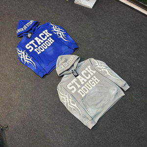 Streetwear décontracté de haute qualité pour hommes Sweat à capuche Crazy Guts Broderie 3D confortable avec logo avant de couleur unie - Product Image 1