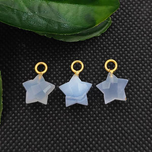 Pierre précieuse 10mm Star Briolette Cut 925 Sterling Silver Gold Plated Loop Pendant Handmade Charm Jewelry Making Bulk Wholesale - Product Image 2