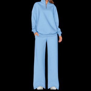 Street wear half-Zip Sweatshirt 2 Piece Flared <b>Sweatpants</b> Stracked <b>Sweatpants</b> Set Sweatsuits Jogger Suit Outfits <b>Women</b> Tracksuit - Product Image 6