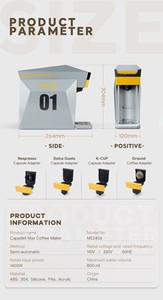 Machine à café multi-capsules <span class=keywords><strong>compatible</strong></span> Nespresso <span class=keywords><strong>Dolce</strong></span> <span class=keywords><strong>Gusto</strong></span> K-Cup, système de brassage compact, machine à expresso pour la maison et le bureau - Product Image 5