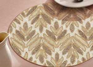 Best Theme Design Glass Beads <b>Placemat</b> Best for Parties and Other Functions Tableware Decorative Design <b>Rounded</b> <b>Placemat</b> Design - Product Image 4